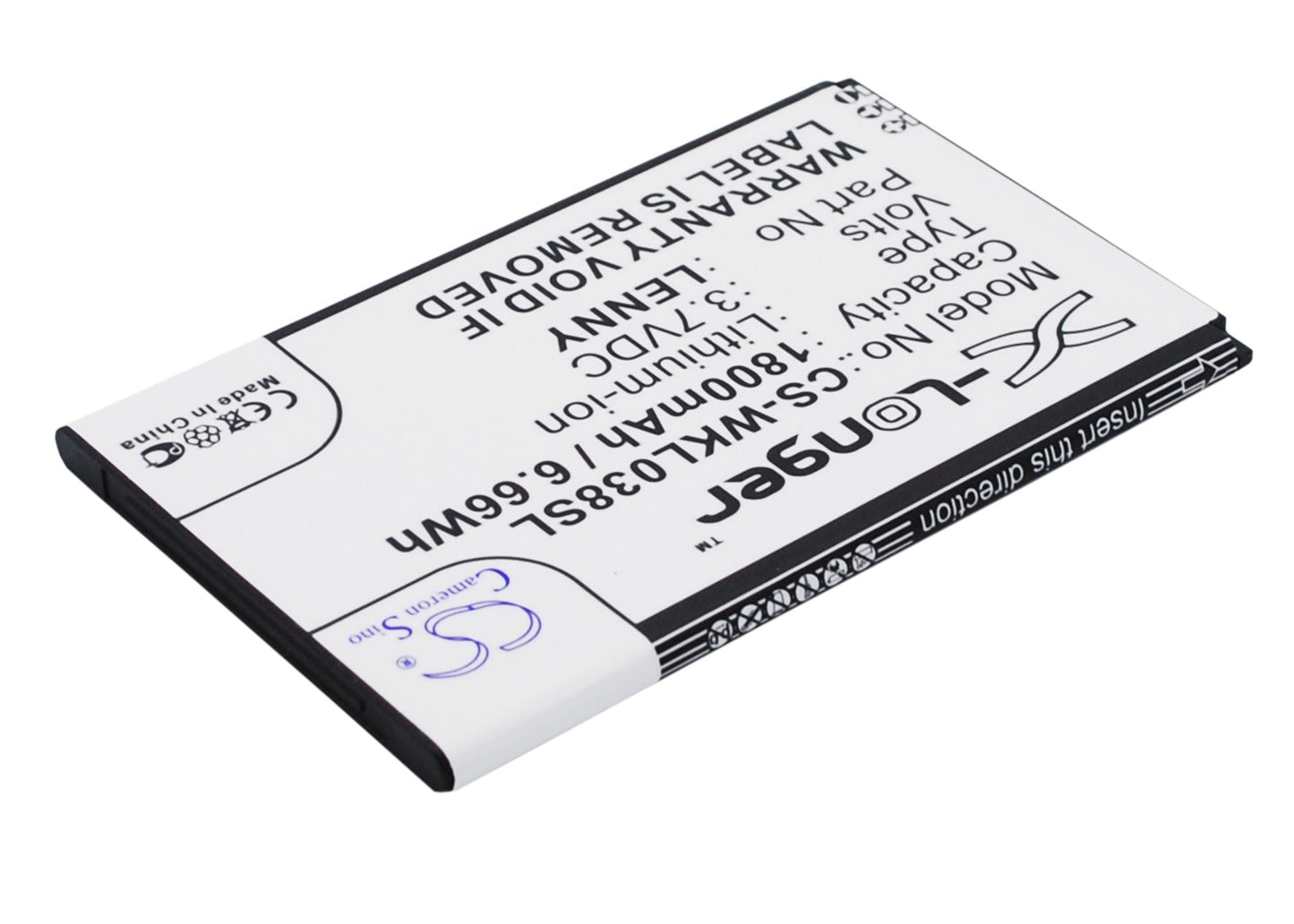 Replacement Battery for Wiko B0386126 – Mobile, SmartPhone – 1800mAh / 6.66Wh / 3.7V