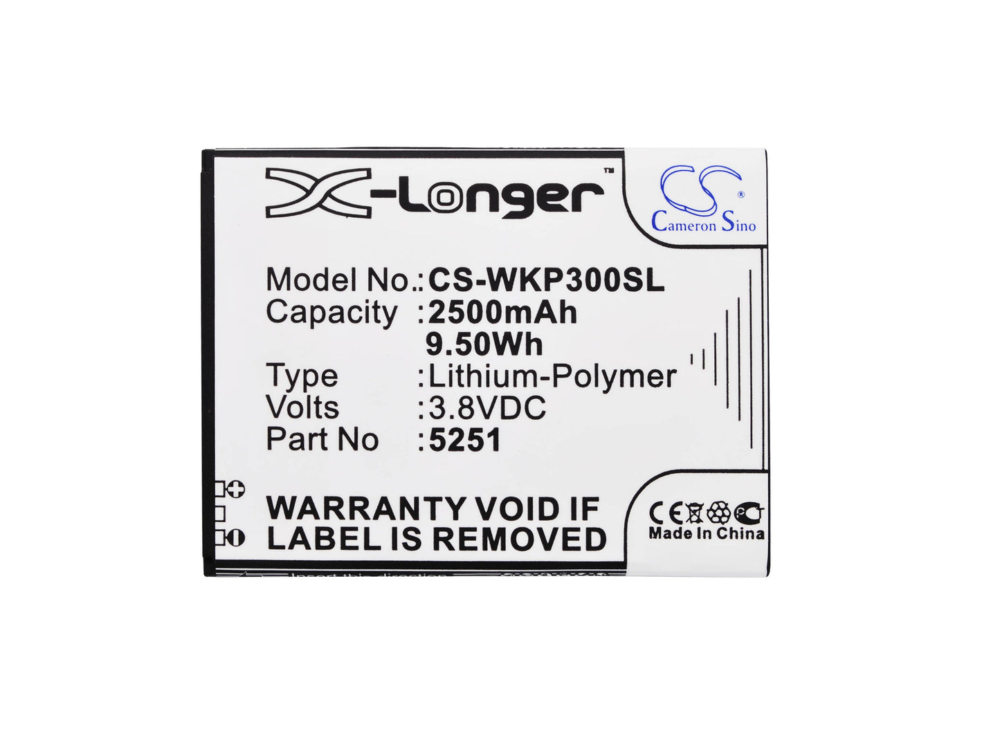 Replacement Battery for Wiko Pulp 3G – Mobile, SmartPhone – 2500mAh / 9.50Wh / 3.8V