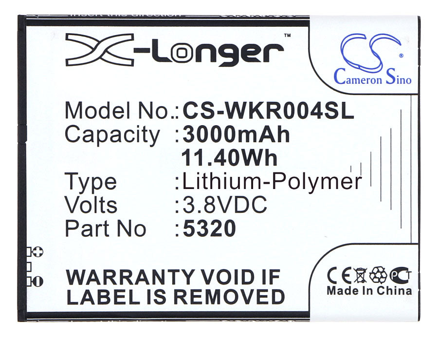 Replacement Battery for Wiko RIDGE FAB – Mobile, SmartPhone – 3000mAh / 11.40Wh / 3.8V