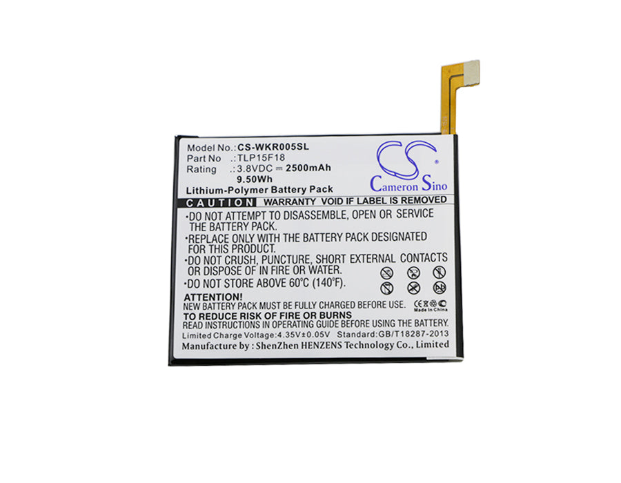 Replacement Battery for Wiko Rainbow Up – Mobile, SmartPhone – 2500mAh / 9.50Wh / 3.8V