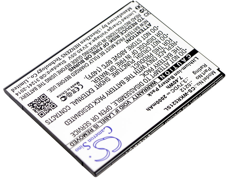 Replacement Battery for Wiko Robby – Mobile, SmartPhone – 2000mAh / 7.40Wh / 3.7V