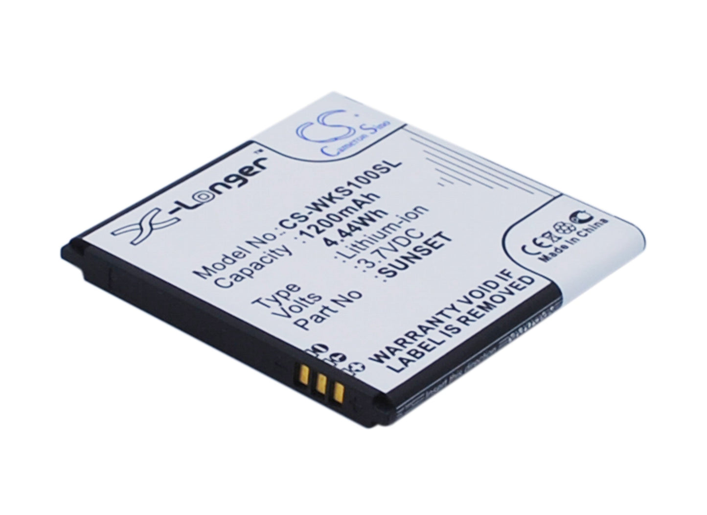 Replacement Battery for Wiko Sunset – Mobile, SmartPhone – 1200mAh / 4.44Wh / 3.7V