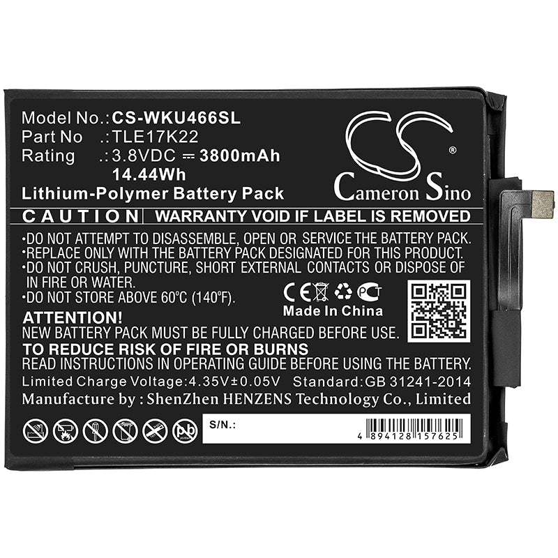 Replacement Battery for Wiko P4661AN – Mobile, SmartPhone – 3800mAh / 14.44Wh / 3.8V