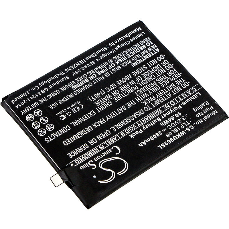 Replacement Battery for WIKO 9692 – Mobile, SmartPhone – 2800mAh / 10.64Wh / 3.8V