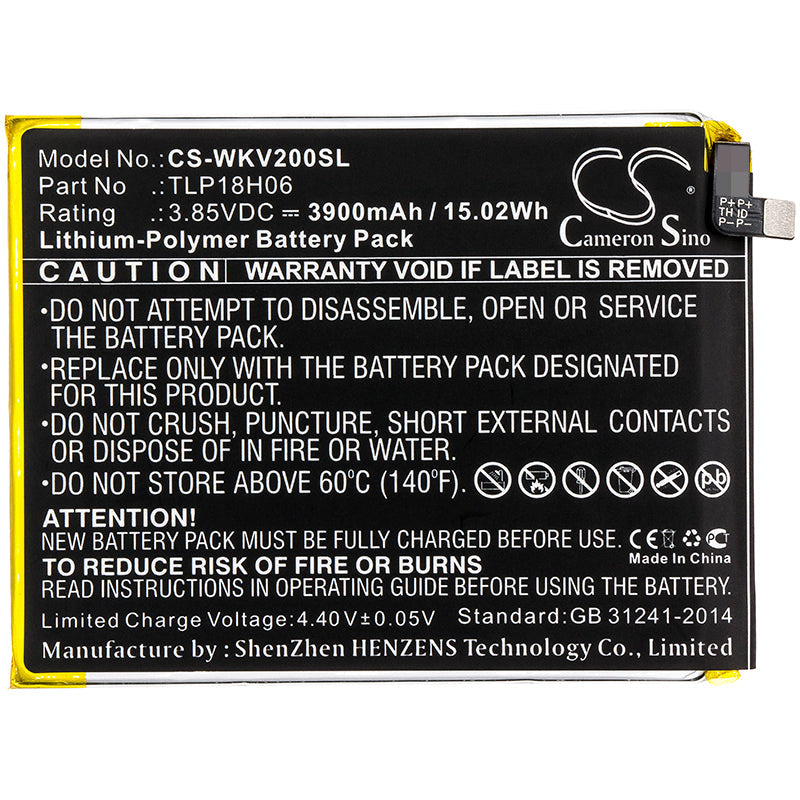 Replacement Battery for Wiko M2354 – Mobile, SmartPhone – 3900mAh / 15.02Wh / 3.85V