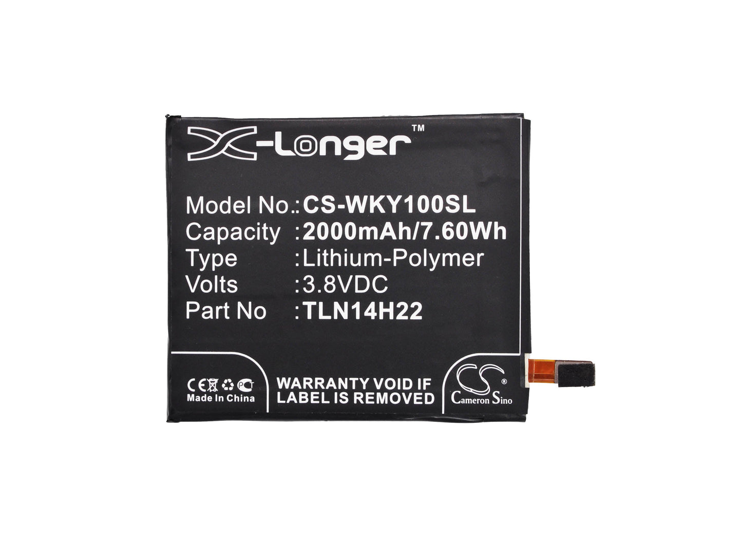 Replacement Battery for Wiko Highway Pure – Mobile, SmartPhone – 2000mAh / 7.60Wh / 3.8V