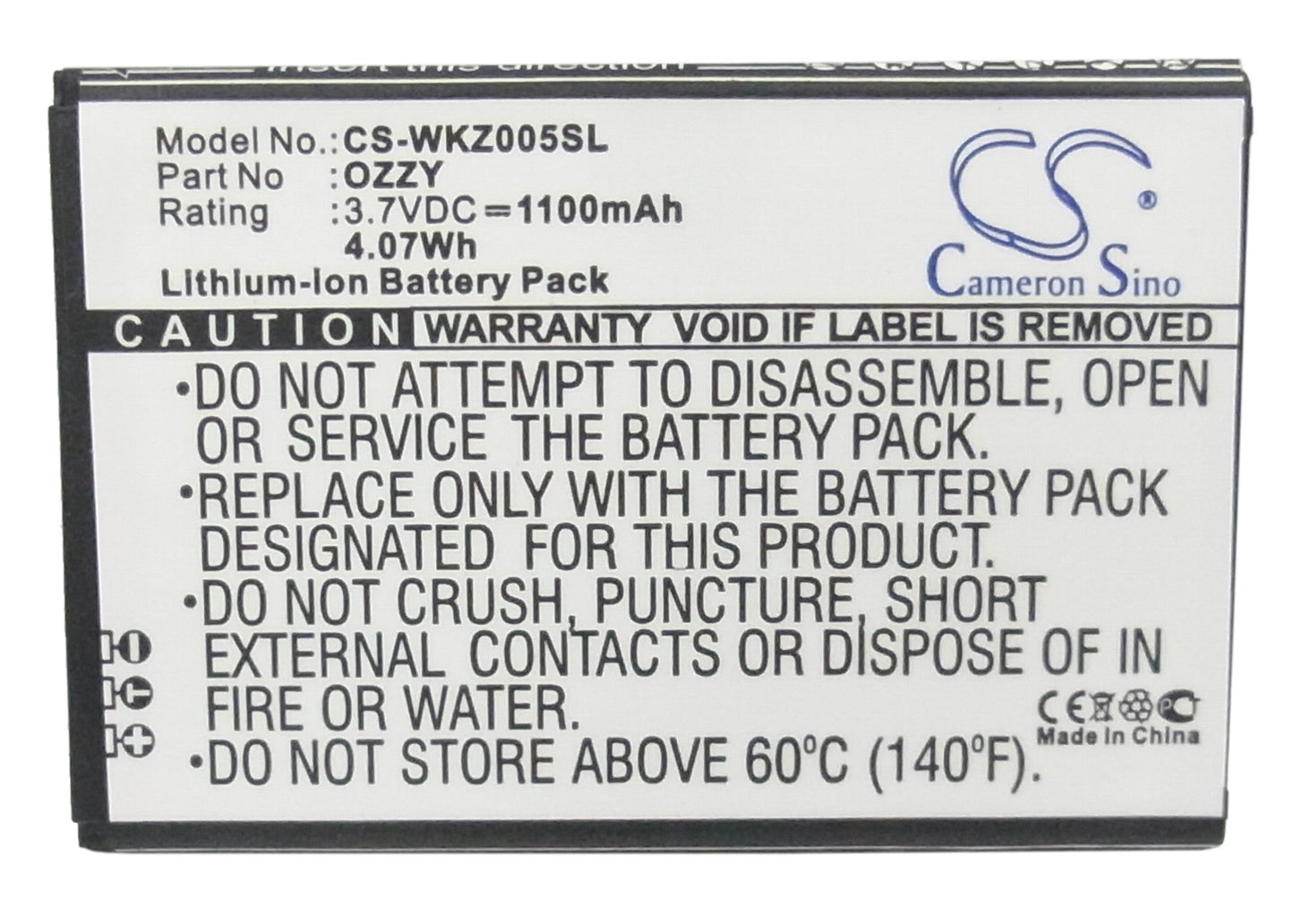 Replacement Battery for Wiko Ozzy – Mobile, SmartPhone – 1100mAh / 4.07Wh / 3.7V