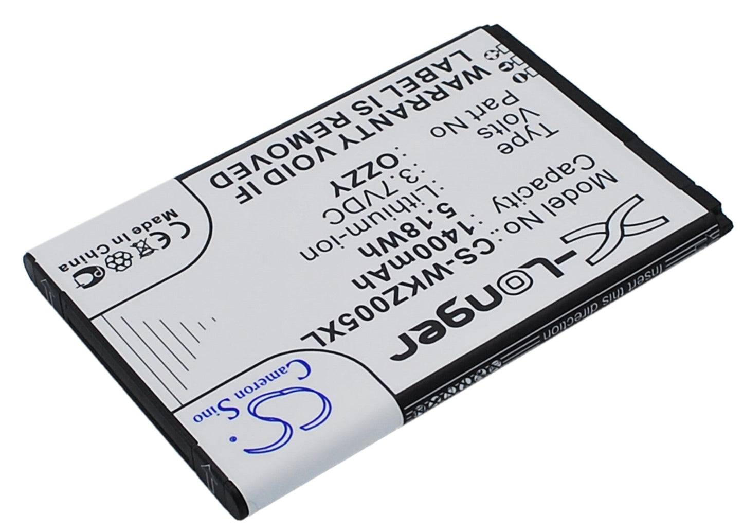 Replacement Battery for Wiko Ozzy – Mobile, SmartPhone – 1400mAh / 5.18Wh / 3.7V
