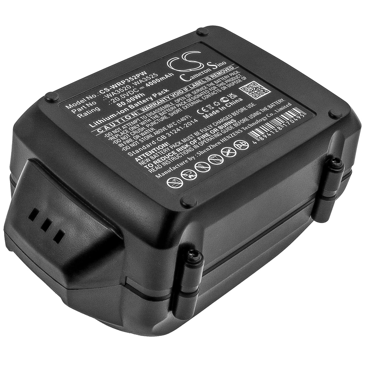 Replacement Battery for Worx 20V 1/2" Cordless Drill/Driver – Power Tools – 4000mAh / 80.00Wh / 20.0V