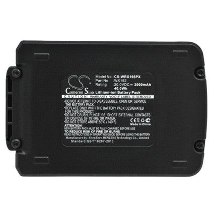 Replacement Battery for Worx WA3528 WA3551.1, WG151.5, – 2000mAh / 40.00Wh