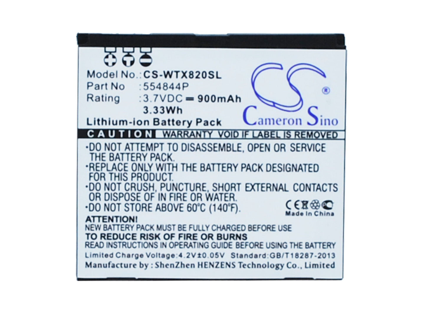 Replacement Battery for Wayteq X820 – GPS, Navigator – 800mAh / 2.96Wh / 3.7V