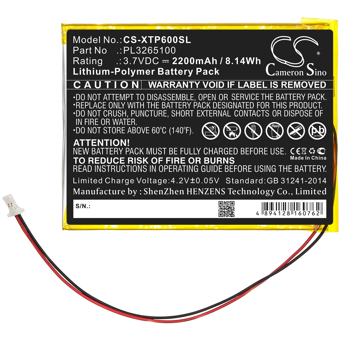 Replacement Battery for XTOOL EZ300 – Diagnostic Scanner – 2200mAh / 8.14Wh / 3.7V