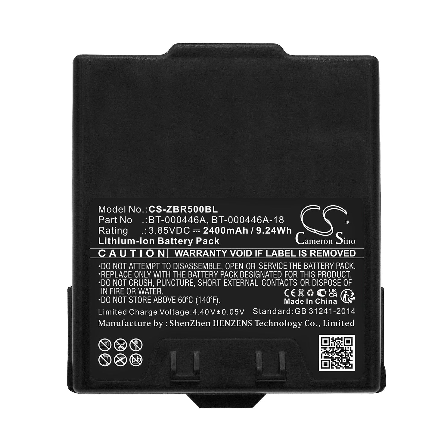 Replacement Battery for Zebra WR50 – Barcode Scanner – 2400mAh / 9.24Wh / 3.85V