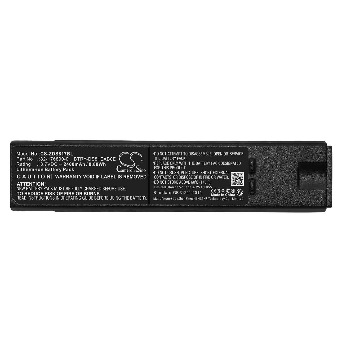 Replacement Battery for Zebra DS8100 – Barcode Scanner – 2400mAh / 8.88Wh / 3.7V
