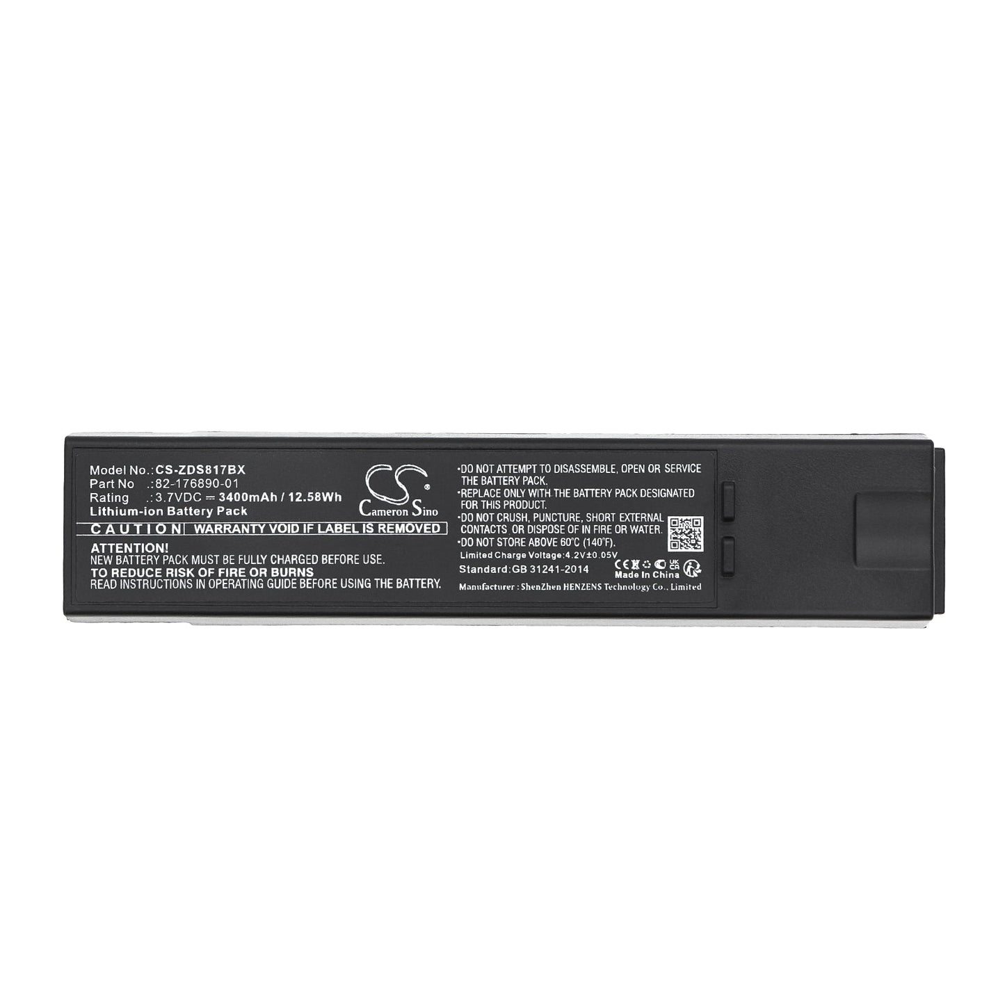 Replacement Battery for Zebra DS8100 – Barcode Scanner – 3400mAh / 12.58Wh / 3.7V