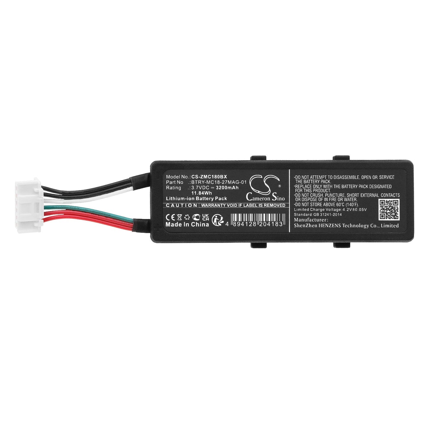 Replacement Battery for Zebra MC18 – Barcode Scanner – 3200mAh / 11.84Wh / 3.7V