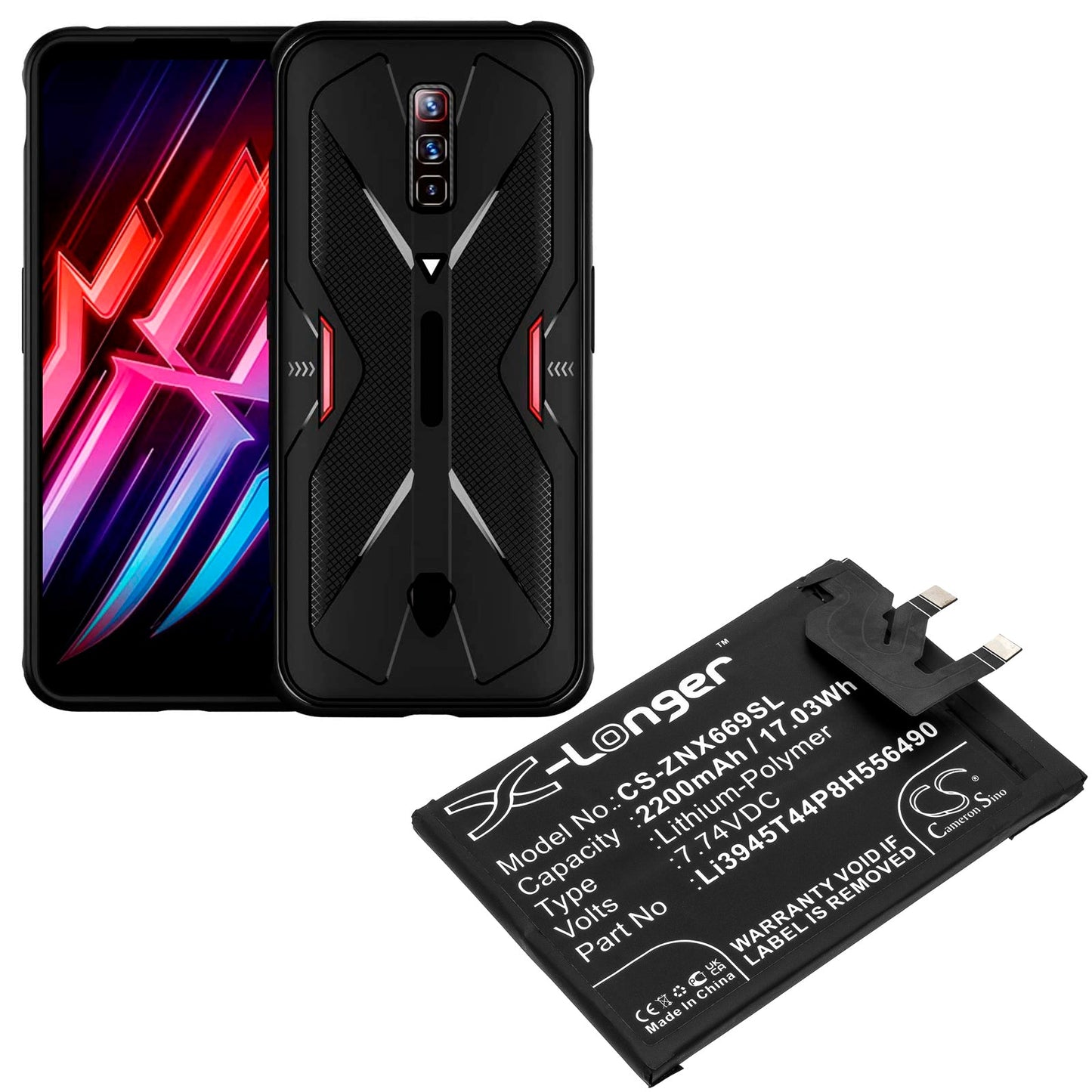 Replacement Battery for ZTE Nubia Red Magic 6 Pro – Mobile, SmartPhone – 2200mAh / 17.03Wh / 7.74V