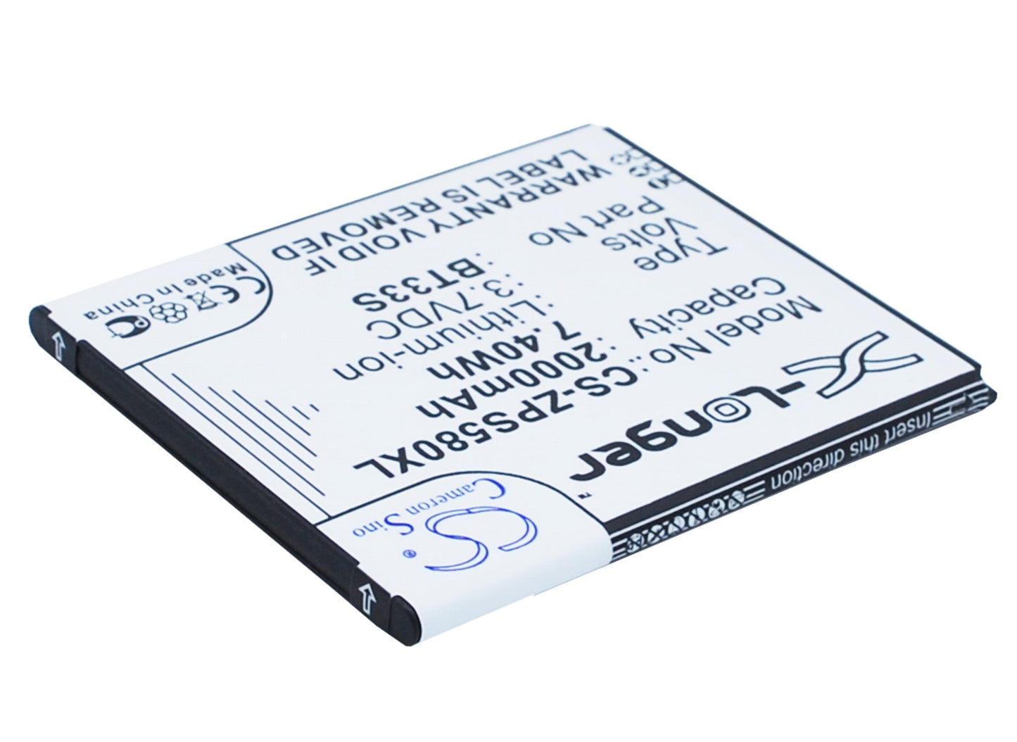 Replacement Battery for ZOPO 6580 – Mobile, SmartPhone – 2000mAh / 7.40Wh / 3.7V
