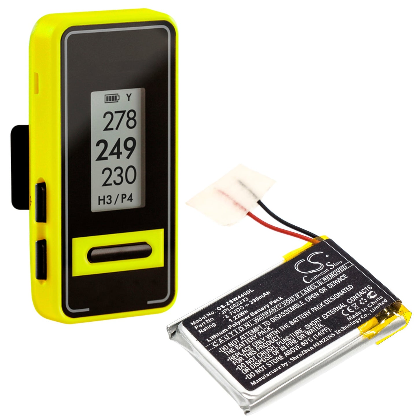 Replacement Battery for IZZO A44040 – GPS, Navigator – 330mAh / 1.22Wh / 3.7V