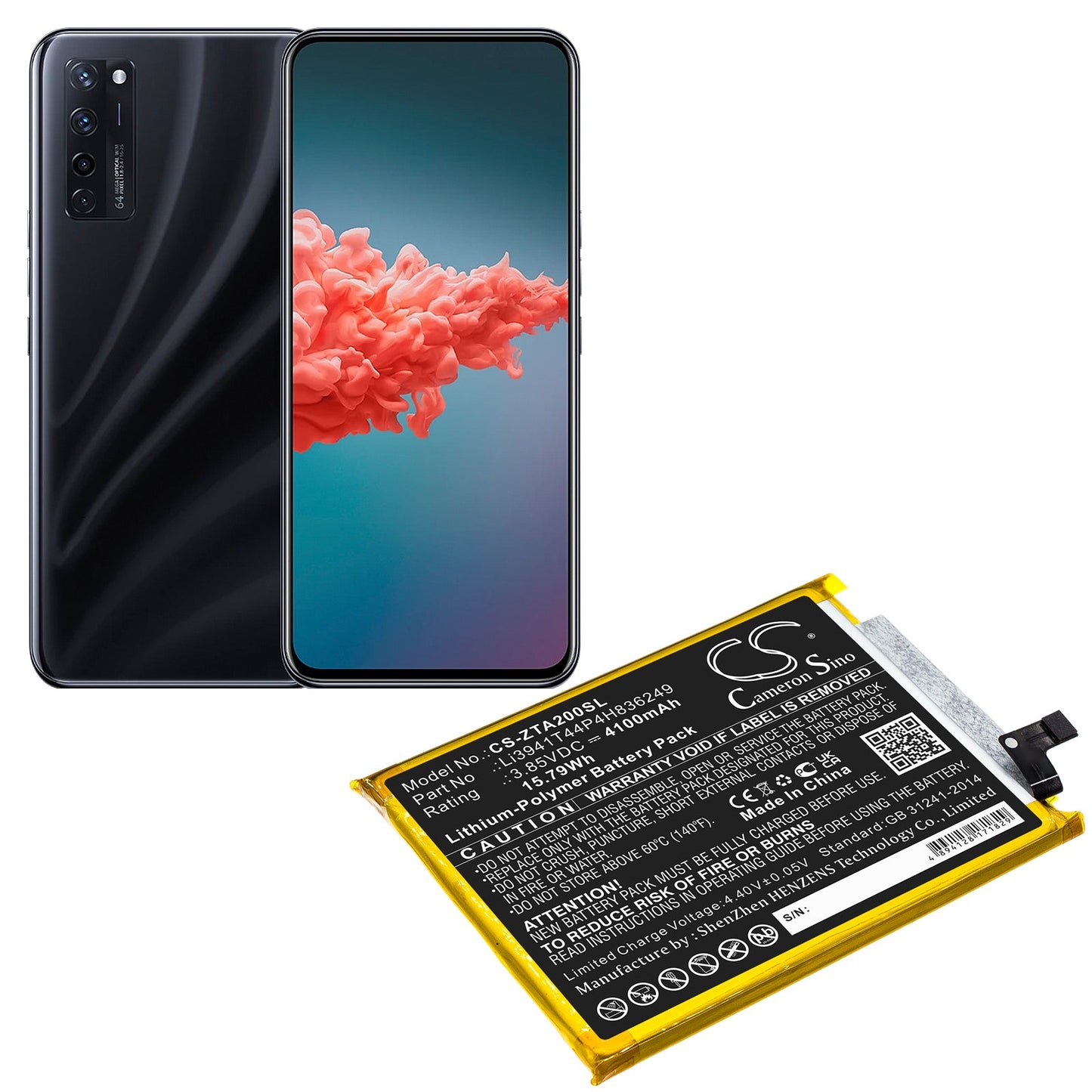 Replacement Battery for ZTE A2121 – Mobile, SmartPhone – 4100mAh / 15.79Wh / 3.85V