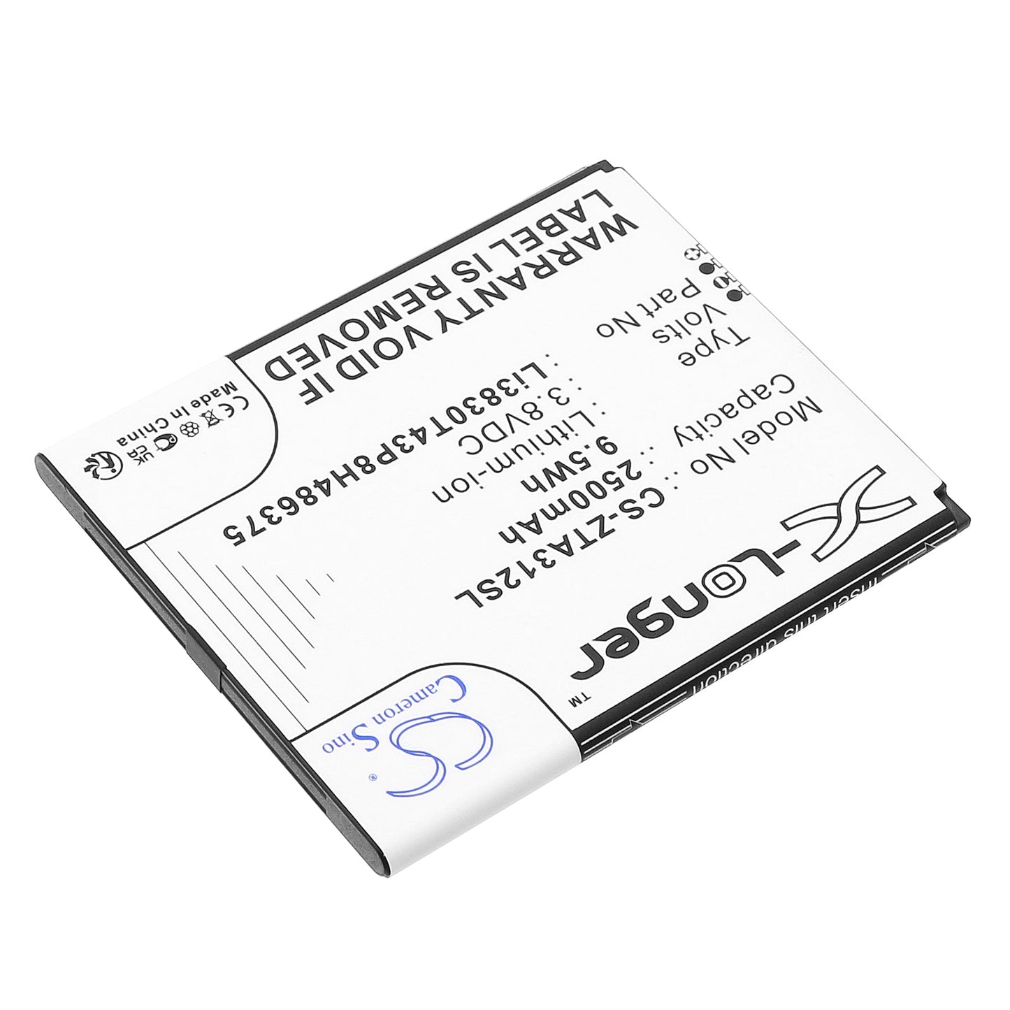 Replacement Battery for ZTE Blade A31 2021 – Mobile, SmartPhone – 2500mAh / 9.5Wh / 3.8V