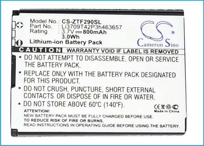 Replacement Battery for T-Mobile  Vairy Touch 2 – Mobile, SmartPhone – 800mAh / 2.96Wh / 3.7V