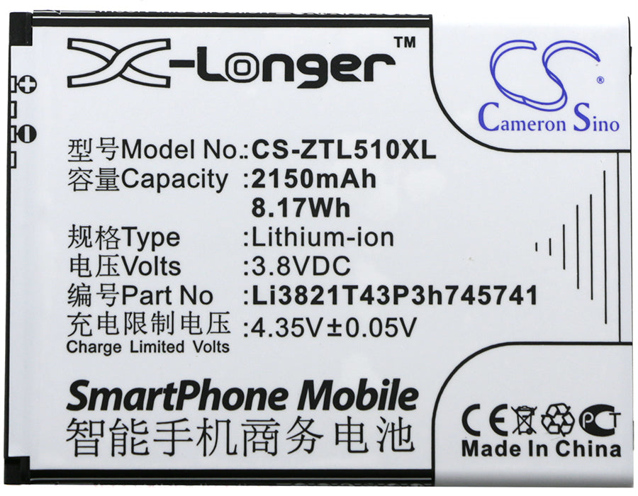 Replacement Battery for ZTE Blade L5 – Mobile, SmartPhone – 2150mAh / 8.17Wh / 3.8V