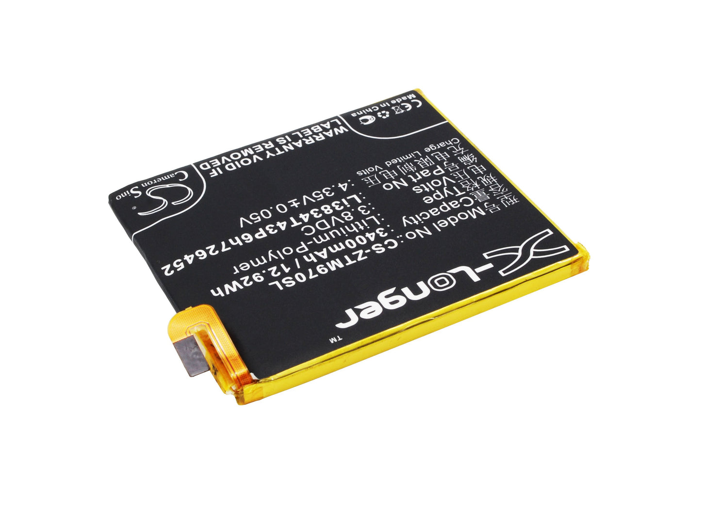 Replacement Battery for ZTE A450 – Mobile, SmartPhone – 3400mAh / 12.92Wh / 3.8V