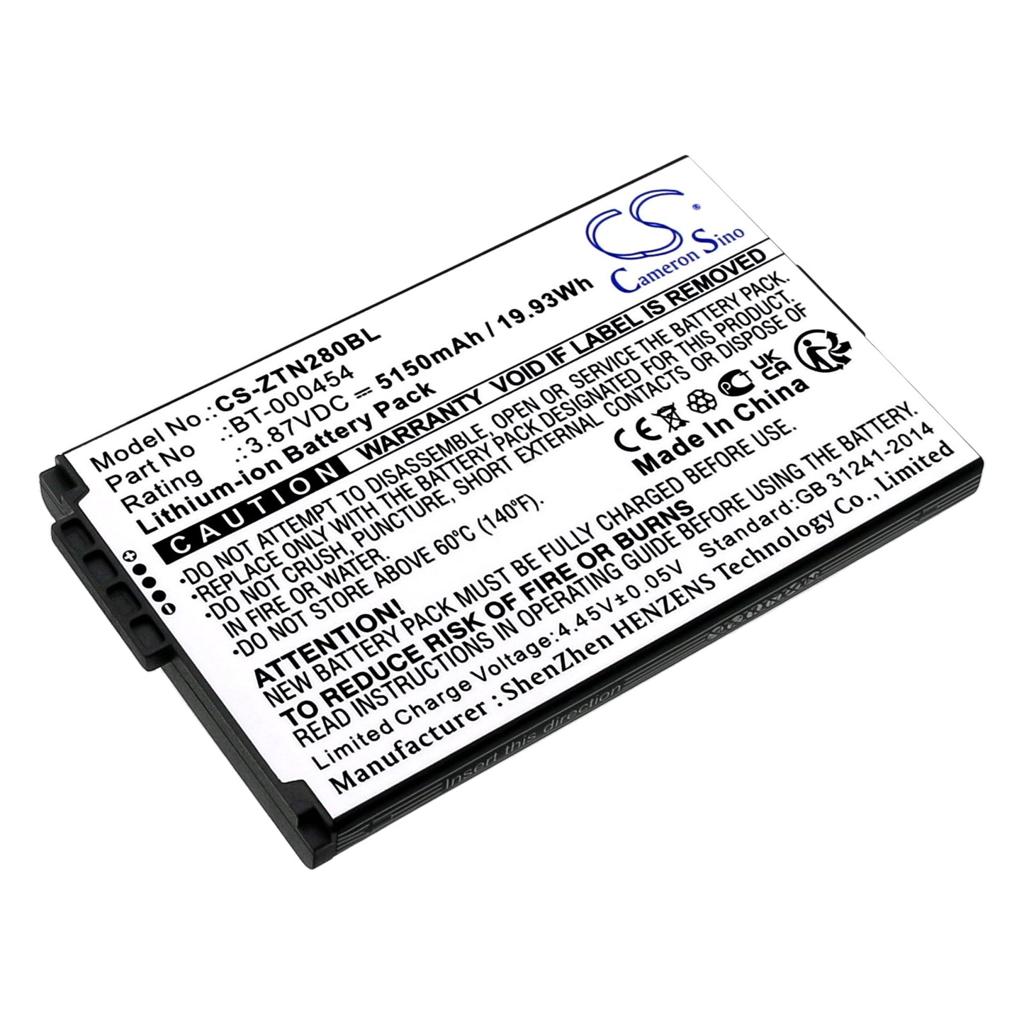 Replacement Battery for Zebra TC15 – Barcode Scanner – 5150mAh / 19.93Wh / 3.87V
