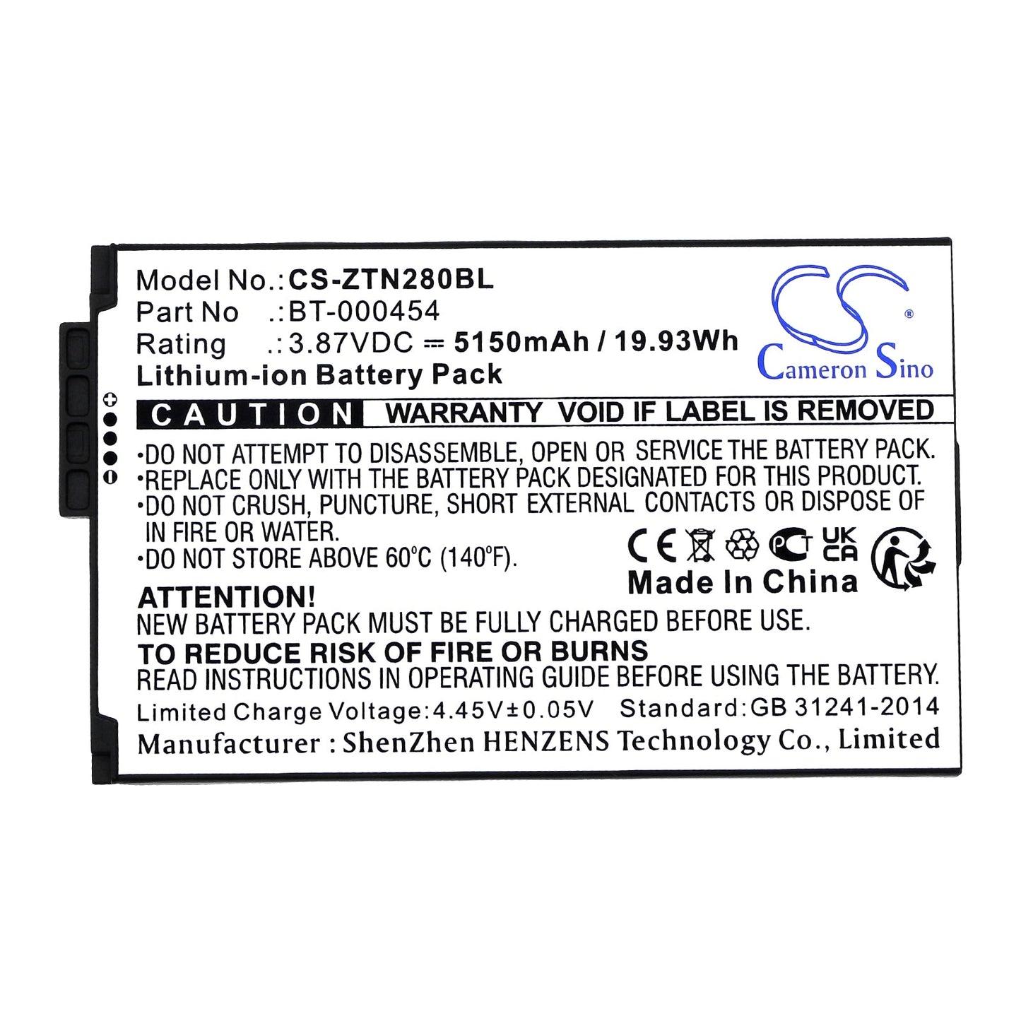 Replacement Battery for Zebra TC15 – Barcode Scanner – 5150mAh / 19.93Wh / 3.87V