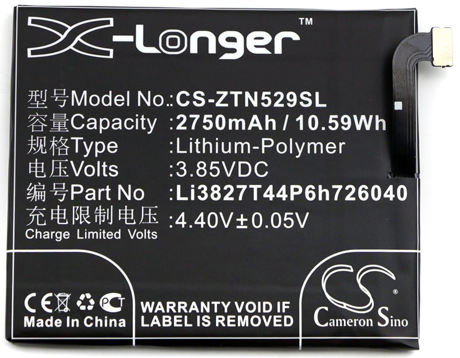 Replacement Battery for ZTE Nubia Z11 mini – Mobile, SmartPhone – 2750mAh / 10.59Wh / 3.85V