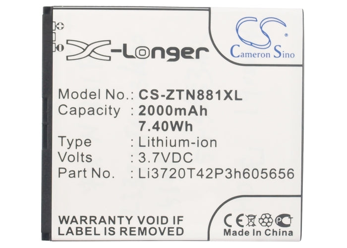 Replacement Battery for ZTE Blade G2 – Mobile, SmartPhone – 2000mAh/7.4Wh / 3.7V