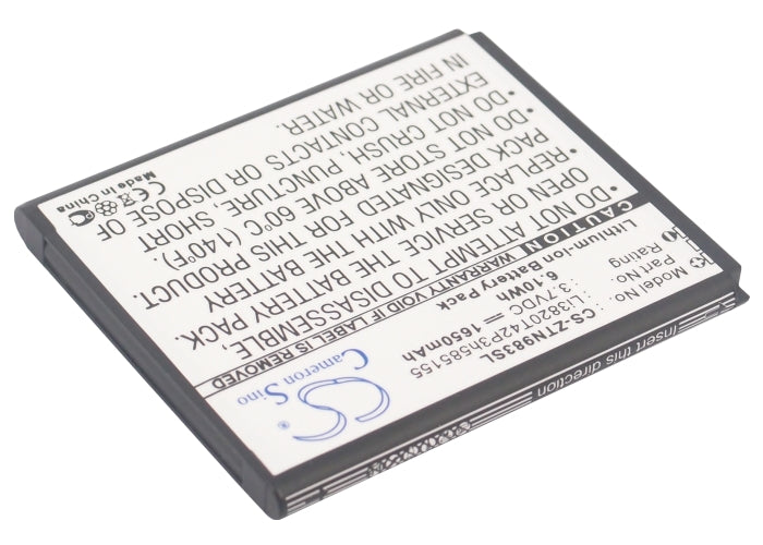 Replacement Battery for ZTE N983 – Mobile, SmartPhone – 1650mAh/6.11Wh / 3.7V
