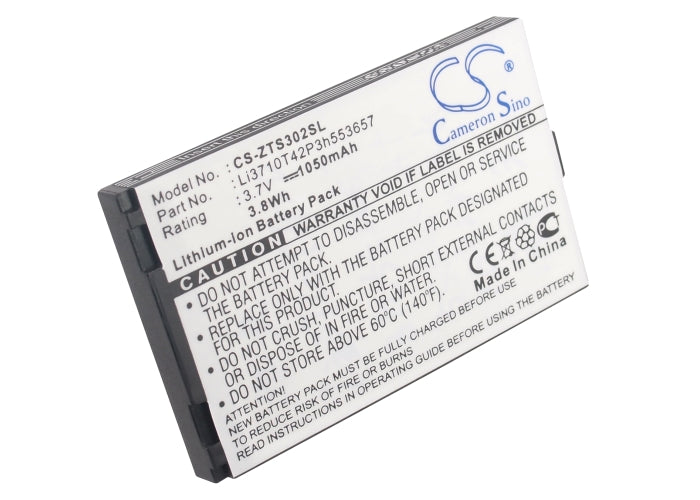 Replacement Battery for ZTE S302 – Mobile, SmartPhone – 1050mAh / 3.89Wh / 3.7V