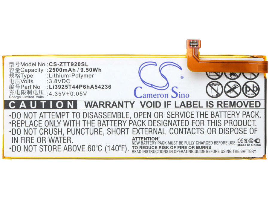 Replacement Battery for ZTE Blade S7 – Mobile, SmartPhone – 2500mAh / 9.50Wh / 3.8V