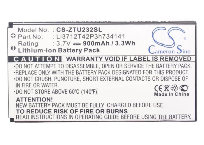 Replacement Battery for ZTE N960 – Mobile, SmartPhone – 900mAh/3.33Wh / 3.7V