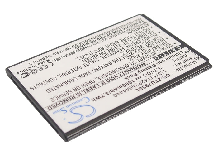 Replacement Battery for ZTE U793 – Mobile, SmartPhone – 1000mAh/3.7Wh / 3.7V