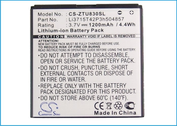 Replacement Battery for ZTE Blade C2 – Mobile, SmartPhone – 1200mAh / 4.44Wh / 3.7V