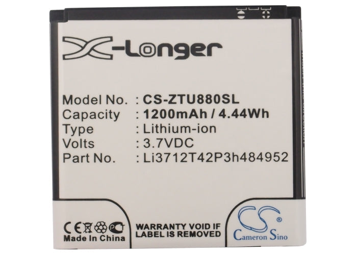 Replacement Battery for ZTE Kis Flex – Mobile, SmartPhone – 1200mAh / 4.44Wh / 3.7V
