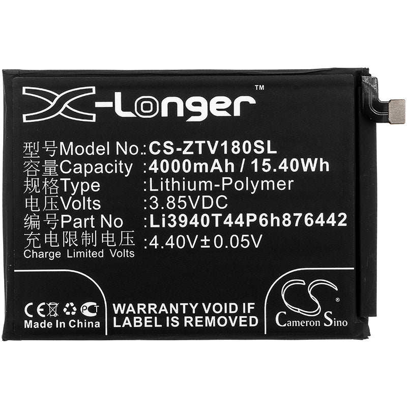 Replacement Battery for ZTE Nubia V18 – Mobile, SmartPhone – 4000mAh / 15.40Wh / 3.85V