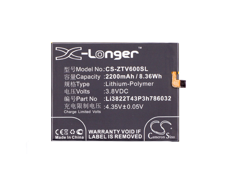 Replacement Battery for ZTE Blade D6 – Mobile, SmartPhone – 2200mAh / 8.36Wh / 3.8V