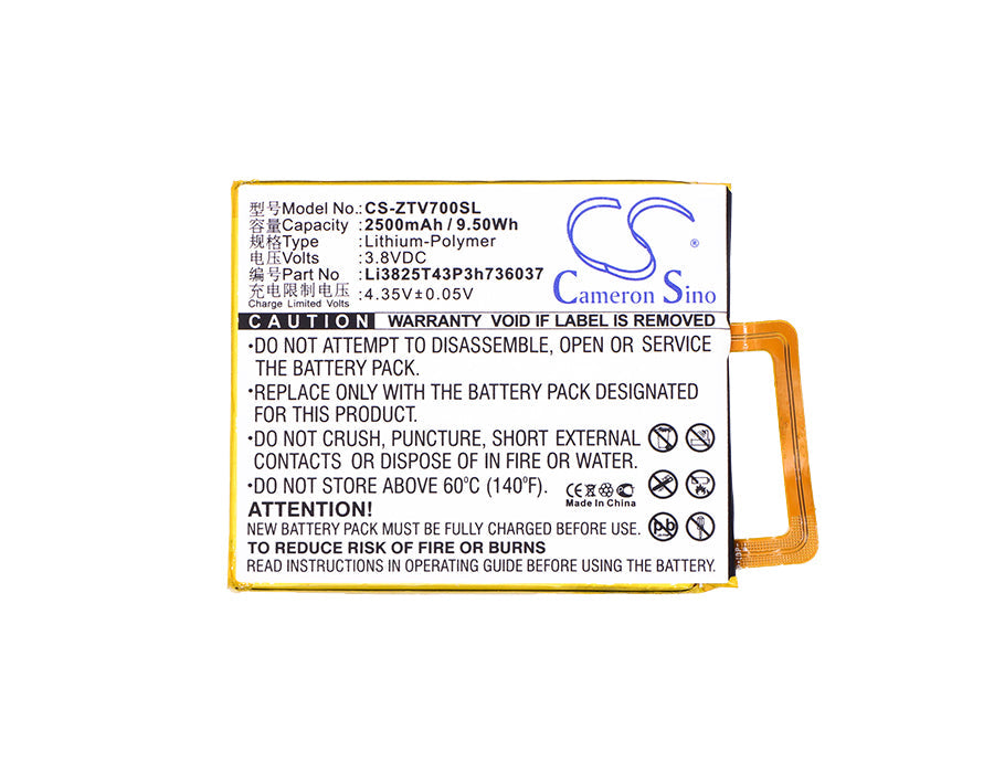 Replacement Battery for ZTE Blade A2 – Mobile, SmartPhone – 2500mAh / 9.50Wh / 3.8V