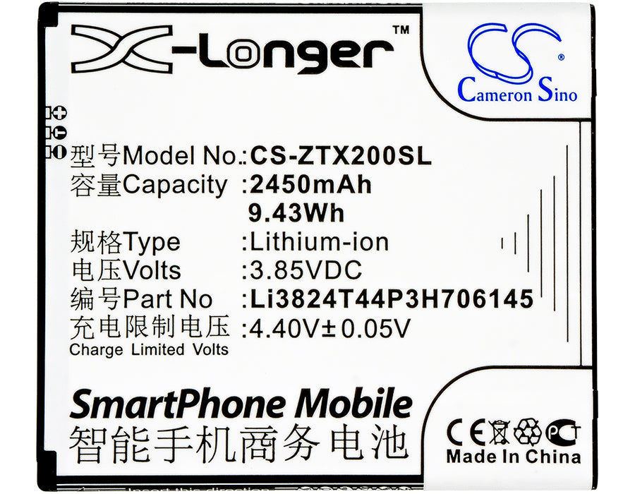 Replacement Battery for ZTE Grand X 2 – Mobile, SmartPhone – 2450mAh / 9.43Wh / 3.85V