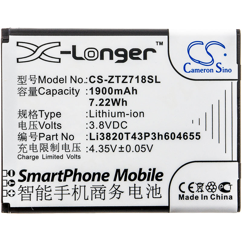 Replacement Battery for ZTE Jasper – Mobile, SmartPhone – 1900mAh / 7.22Wh / 3.8V
