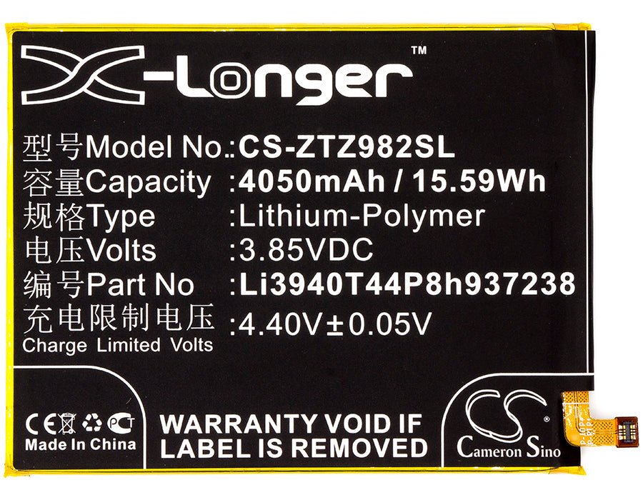 Replacement Battery for ZTE Blade Z Max – Mobile, SmartPhone – 4050mAh / 15.59Wh / 3.85V