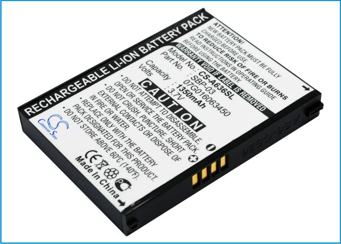 Replacement Battery for Asus  Mypal A630 – GPS, Navigator – 1350mAh / 5.00Wh / 3.7V