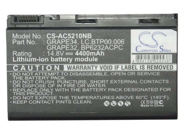Replacement Battery for Acer  Extensa 5120 – Notebook, Laptop – 4400mAh / 14.8V