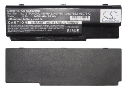 Replacement Battery for Acer  Aspire 5220G – Notebook, Laptop – 4400mAh / 65.12Wh / 14.8V