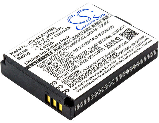 Replacement Battery for ACTIVEON  CX GOLD – Camera – 1300mAh / 4.81Wh / 3.7V