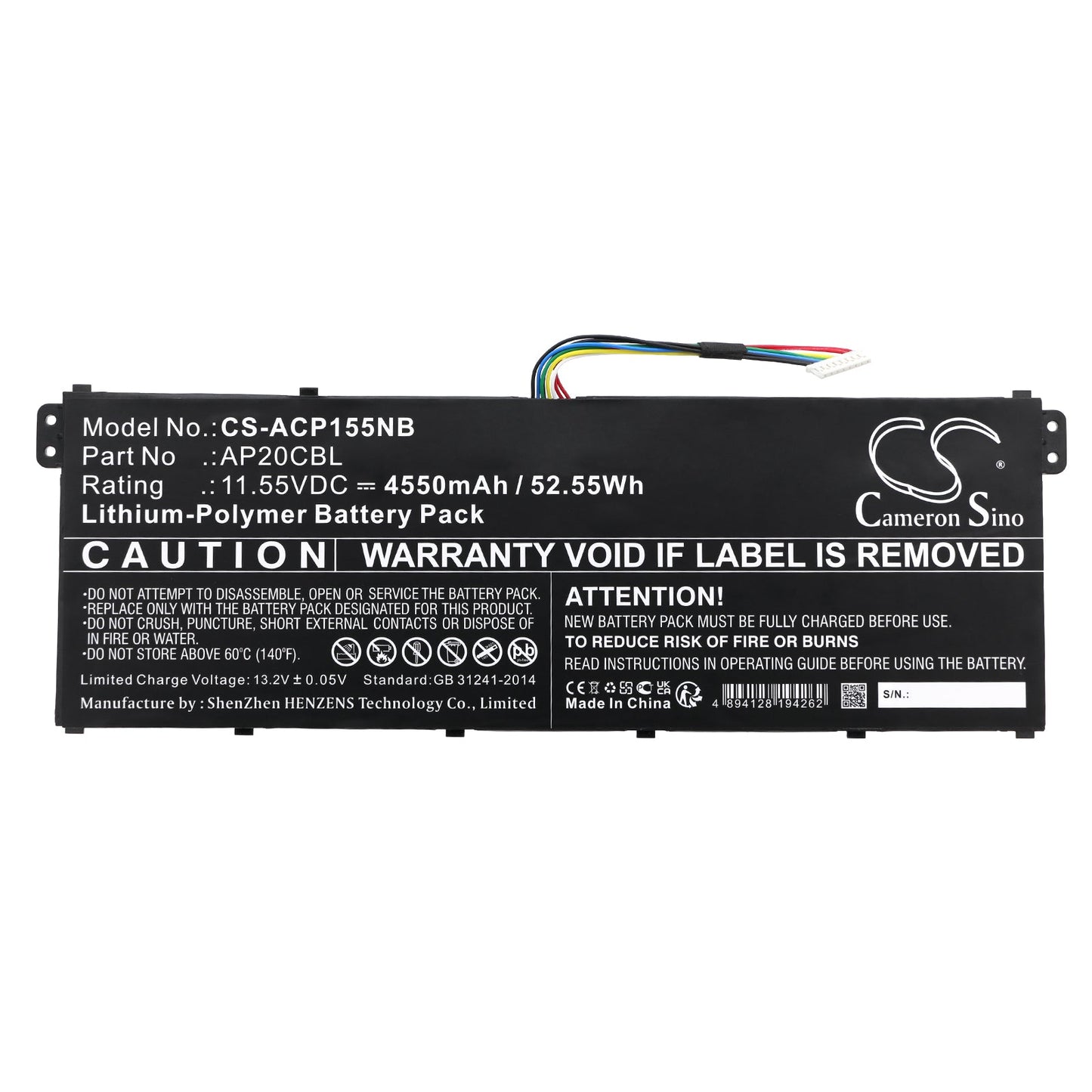 Replacement Battery for Acer  Aspie Vero AV15-51-31UK – Notebook, Laptop – 4550mAh / 52.55Wh / 11.55V